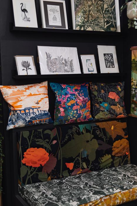 Tropical Flowers Meander — Luxury Velvet Cushion Cover