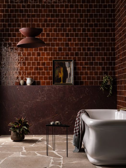 Hoxton Toffee, Dijon  Crazy Paving & Fitz Claret Slab