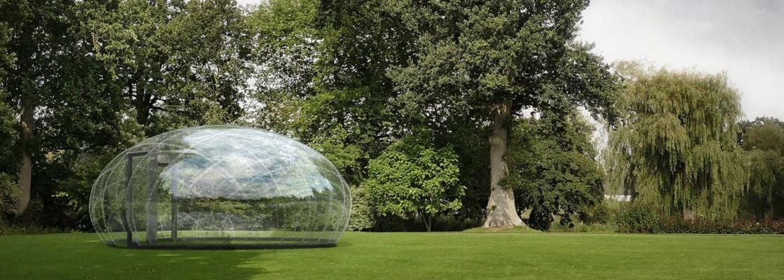 Kristoffer Tejlgaard builds fully transparent 'water droplet' pavilion | Construction Buzz #222