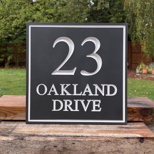Modern Square Stone House Sign