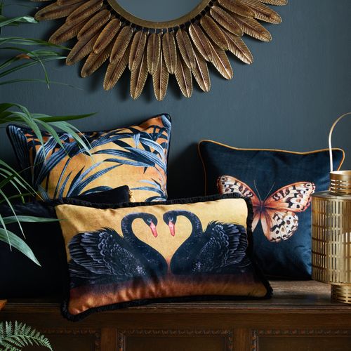 Swan Lovers Fringe Cushion Cover