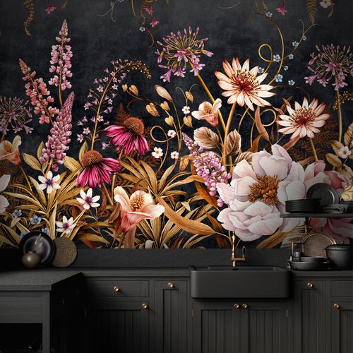Bodacious Blooms Noir Wall Mural