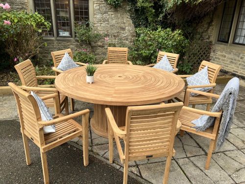 teak round table set