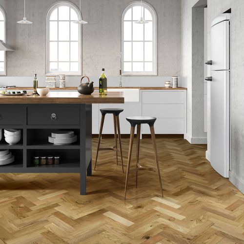 F4901, 70mm Herringbone Engineered Brushed & UV Oiled Natural Charnwood Oak Parquet Wood Flooring
