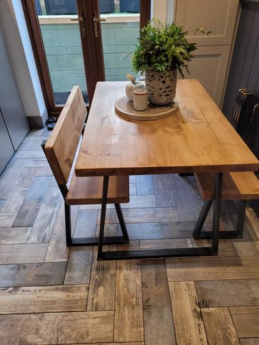 Sleek and Slender dining table and bench set