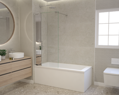 Bath Screen with Vertical Storage Unit