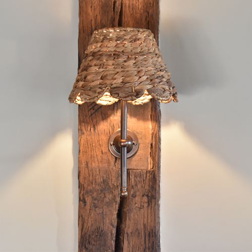Natural Seagrass Shade Straight Arm Wall Light