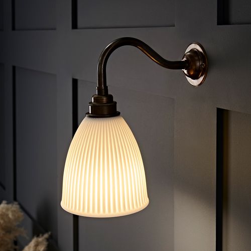 Hartlip Ribbed Ceramic Wall Light - Swan Neck
