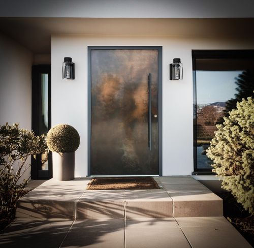 Liquid Metal Finish Doors from Camel Glass
