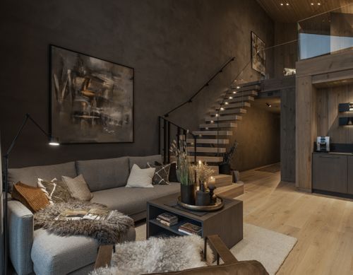 Exclusive design modern style staircase in luxurious holiday apartment