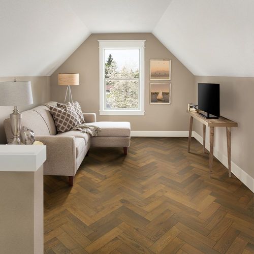 90mm Herringbone Engineered Brushed & UV Oiled Dark Smoked Charnwood Oak Parquet Wood Flooring