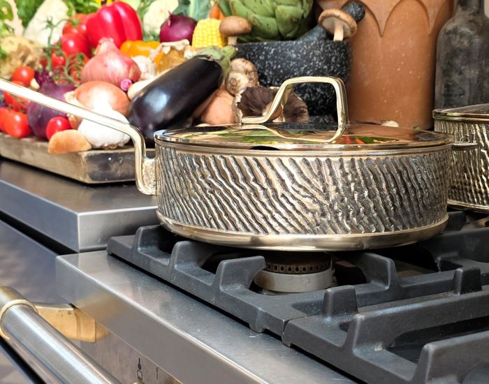 Bronze Sauté Pan (Copper-Tin alloy) | Handcrafted Kansa Luxury Cookware