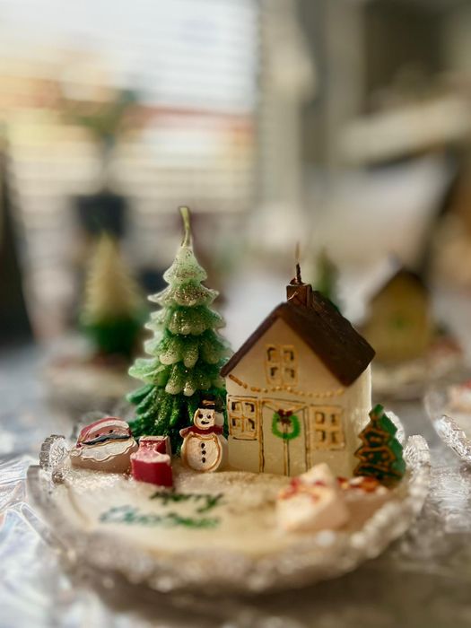 Hand Painted Candle Christmas theme