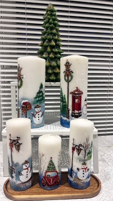 Hand Painted Candle Christmas theme