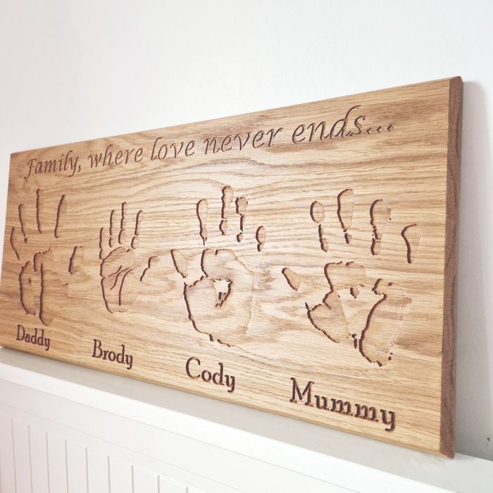 Personalised Engraved Hand Print Oak Plaque