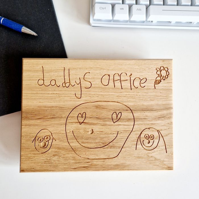 Solid Oak Engraved Childs Drawing Keepsake