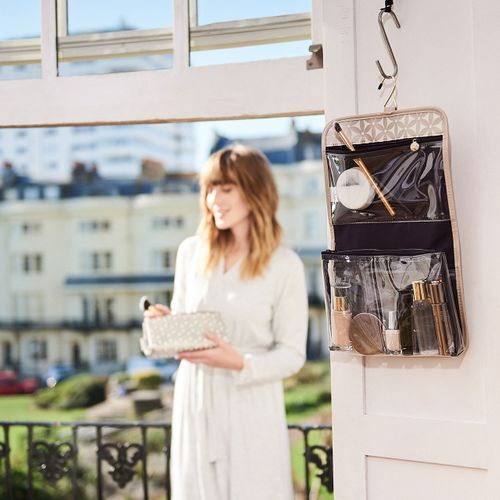 'Kate' Hanging Beauty Bag in Starflower Gold