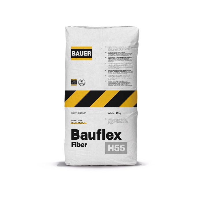 BAUFLLEX FIBER  Flexible fiber reinforced tile adhesive with LOW DUST technology