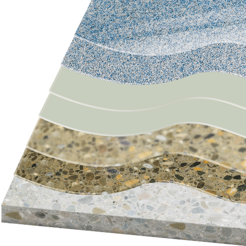 Low-emission, slip-resistant polyurethane coating for kitchens