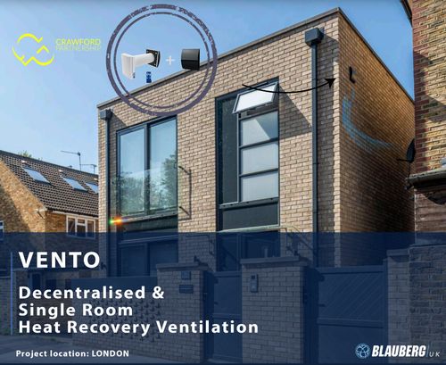 Blauberg Vento Single Room Heat Recovery Units Used on Bespoke London Suberb House