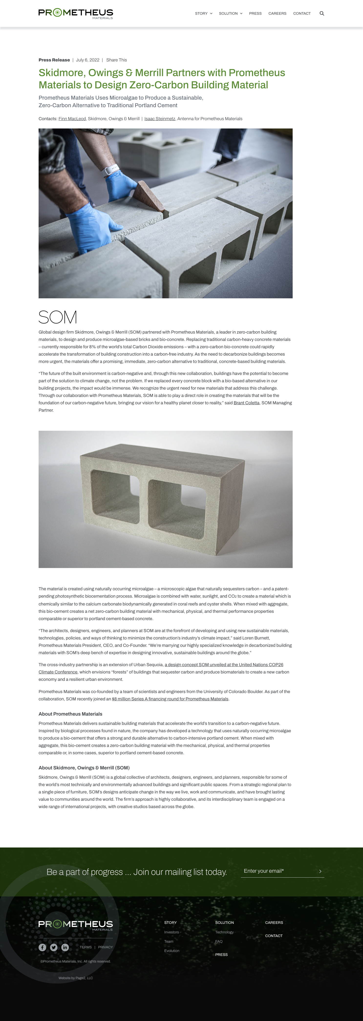 Skidmore, Owings & Merrill Partners with Prometheus Materials to Design ...