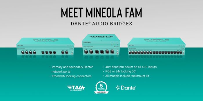 Mineola 4x4 Dante Audio Bridge