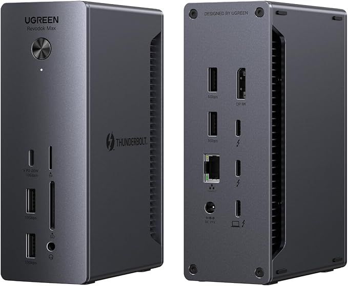 UGREEN Revodok Max 213 Thunderbolt 4 Dock, 13-in-1, Single 8K or Dual 4K@60Hz Display, 90W Charging, 3x 40Gbps Thunderbolt 4, 5x USB-A and USB-C, 2.5GbE, SD/TF 4.0, Compatible for Mac and Windows PC