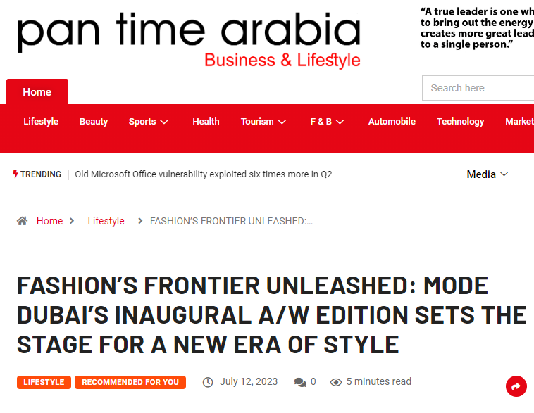 Pan Time Arabia : FASHION’S FRONTIER UNLEASHED: MODE DUBAI’S INAUGURAL A/W EDITION SETS THE STAGE FOR A NEW ERA OF STYLE