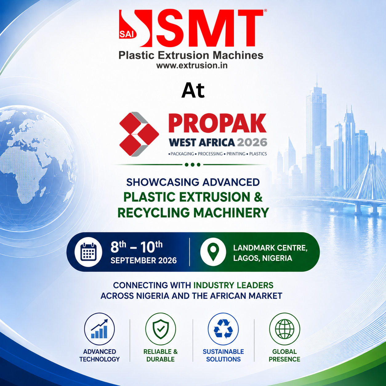 Sai Machine Tools to Showcase Advanced Plastic Extrusion & Recycling Machinery at Propak West Africa 2026
