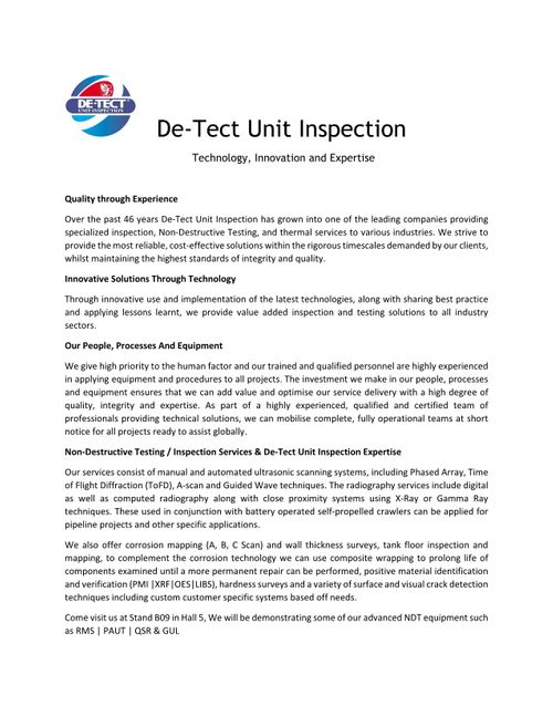 De-Tect Press Release