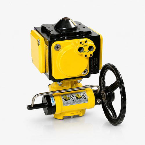 4-Piston Pneumatic Rotary Actuator with Manual Override