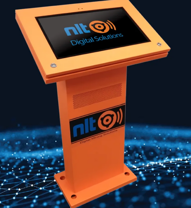 Kiosk touch screen station connects with Symphony for assigning cap lamps to personnel