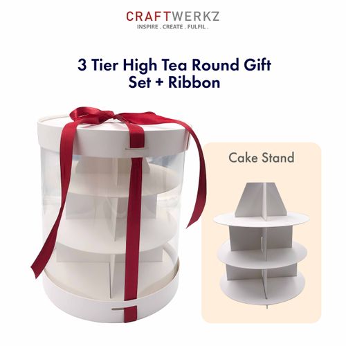 3 Tier High Tea Round Gift Set + Ribbon