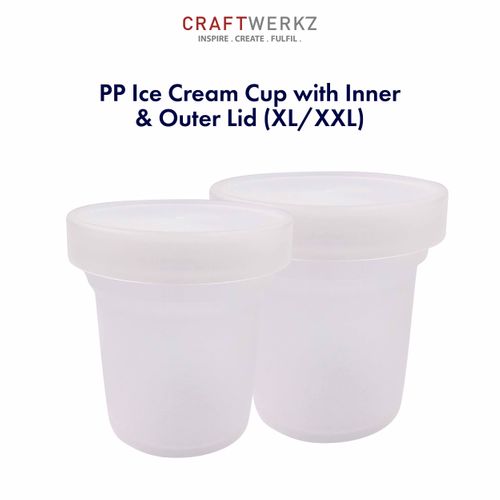 PP Ice Cream Cup with Inner & Outer Lid (XL/ XXL)