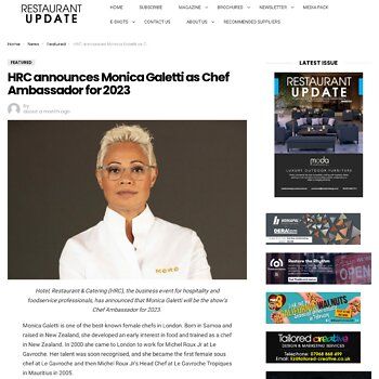 Restaurant Update - HRC announces Monica Galetti as Chef Ambassador for 2023