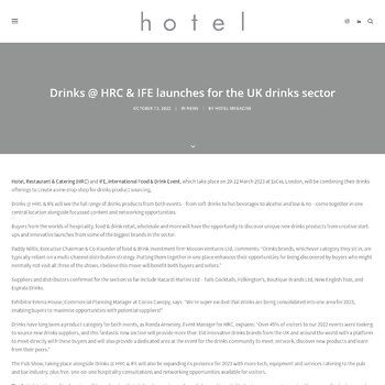 Hotel Magazine - Drinks @ HRC & IFE launches for the UK drinks sector