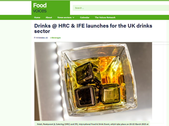 Food Voices - Drinks @ HRC & IFE launches for the UK drinks sector