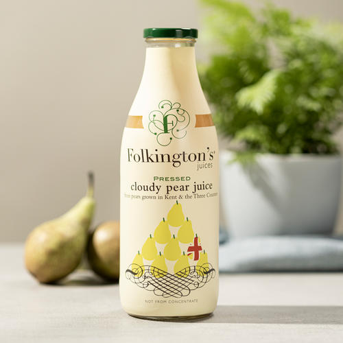 Folkington's cloudy pear juice - 1 litre glass bottle