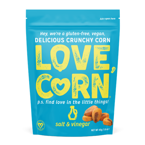 LOVE CORN Delicious Crunchy Corn Salt & Vinegar, 45g
