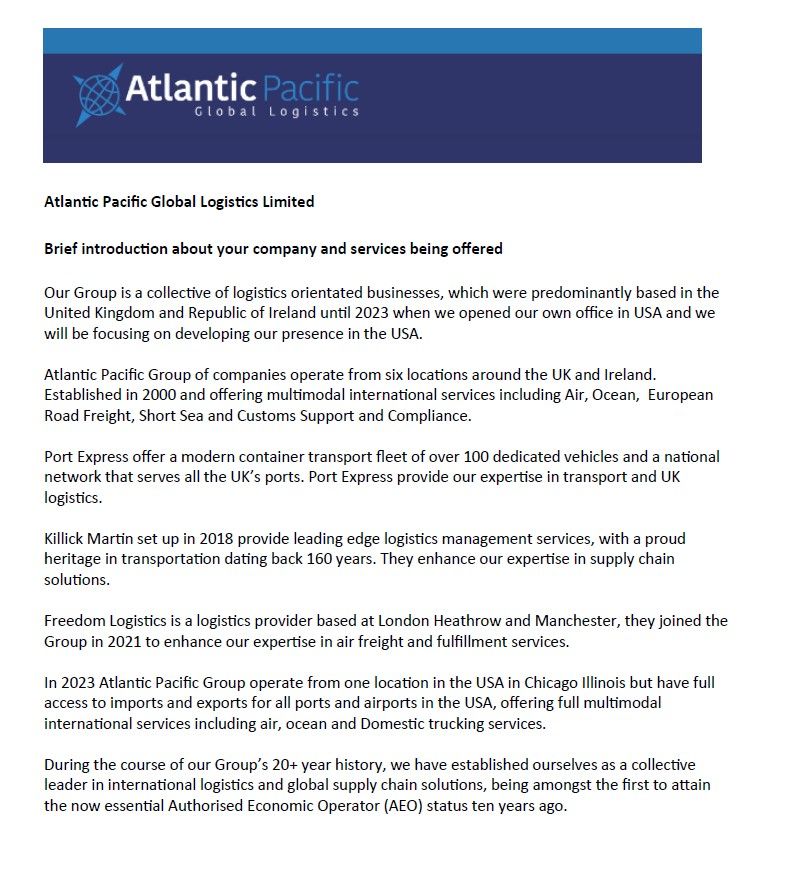 Atlantic Pacific Global Logistics