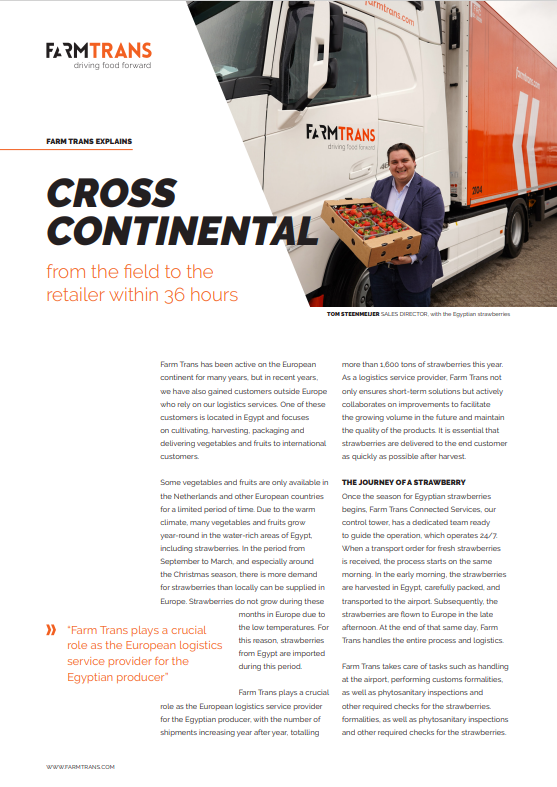 Cross Continental 4PL Logistics - Egyptian Strawberries: from the field to the retailer within 36 hours