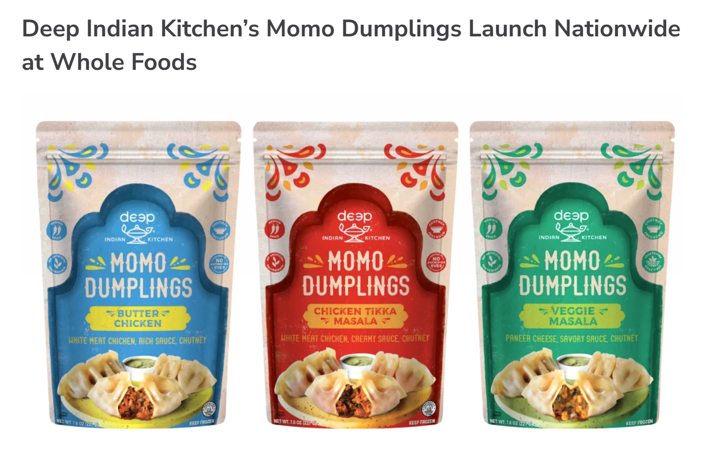 Deep Indian Kitchen’s Momo Dumplings Launch Nationwide at Whole Foods