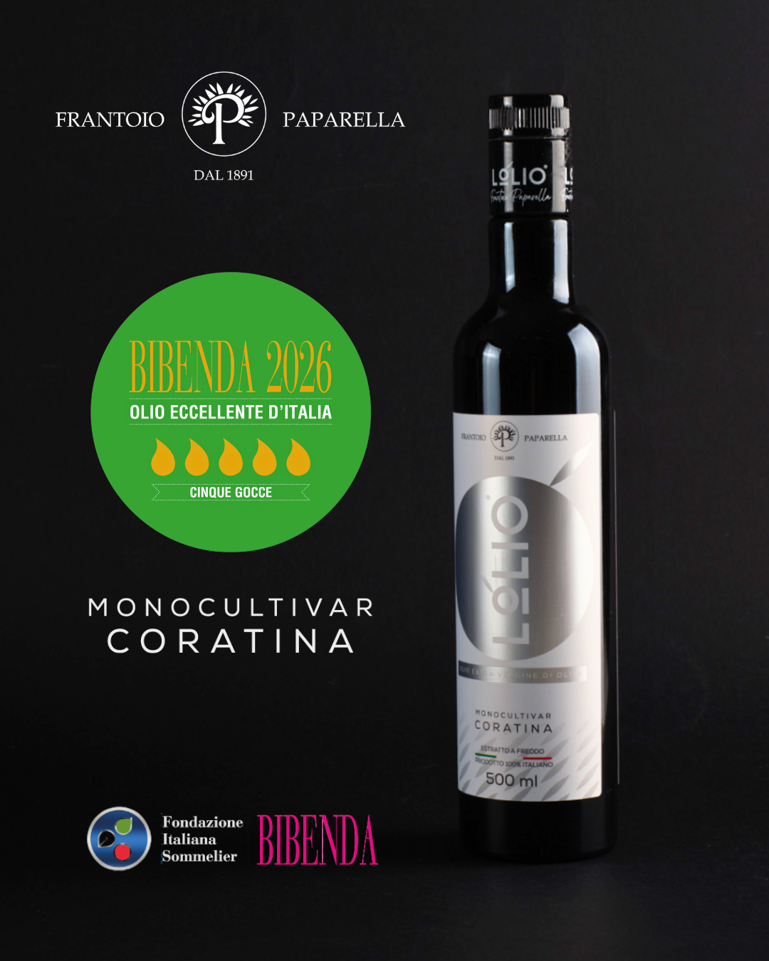 LÓLIO MONOCULTIVAR CORATINA WIN 5 DROPS 2026 - 𝐎𝐥𝐢𝐨 𝐄𝐜𝐜𝐞𝐥𝐥𝐞𝐧𝐭𝐞 𝐝’𝐈𝐭𝐚𝐥𝐢𝐚
