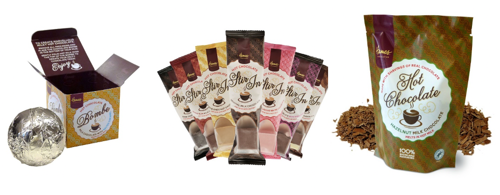 Hames Chocolates exhibit luxury Hot Chocolate line up at IFE 2025: Including Stir-In Spoons, Pouches and Bombes