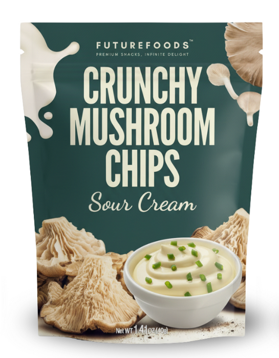 FutureFoods Crunchy Mushroom Chips 40g - Black Truffle/ Cheddar Cheese/ Sour Cream