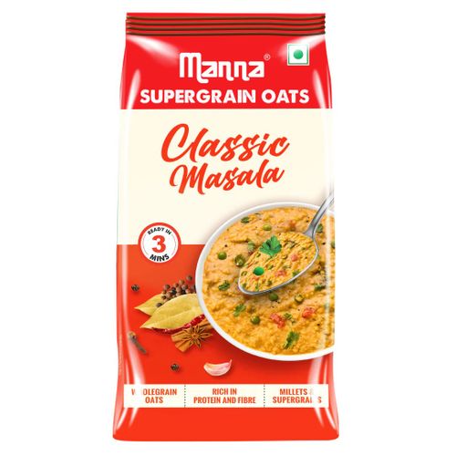 Manna Classic Masala Oats with Millets & Supergrain | No Palm Oil & Transfat | Rich in Fibre and Protein 450g