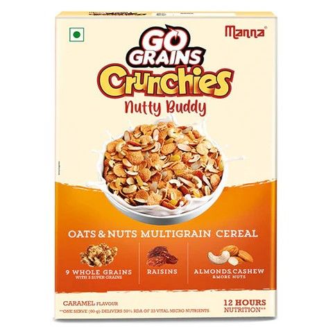Manna Oats & nuts Multigrain Cereal for kids - Real nuts Caramel flavour - 300g