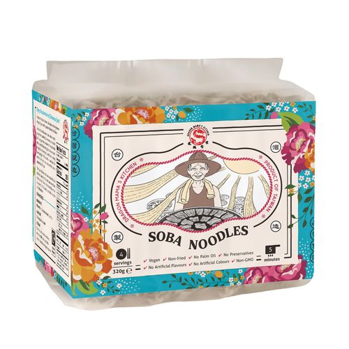 DRAGON MAMA'S KITCHEN｜ Taiwanese Soba noodles (320g) Vegan · Non-fried · No Palm oil · No Preservatives · No Artificial Flavours · No Artificial Colours · Non-GMO