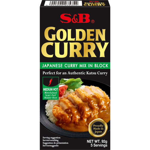 S&B GOLDEN CURRY MIX IN BLOCK MIDIUM HOT 92g