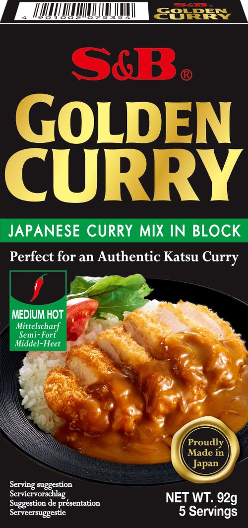 S&B GOLDEN CURRY MIX IN BLOCK MIDIUM HOT 92g